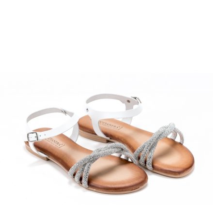 Ženske sandale Riccianera-870 bele ravne